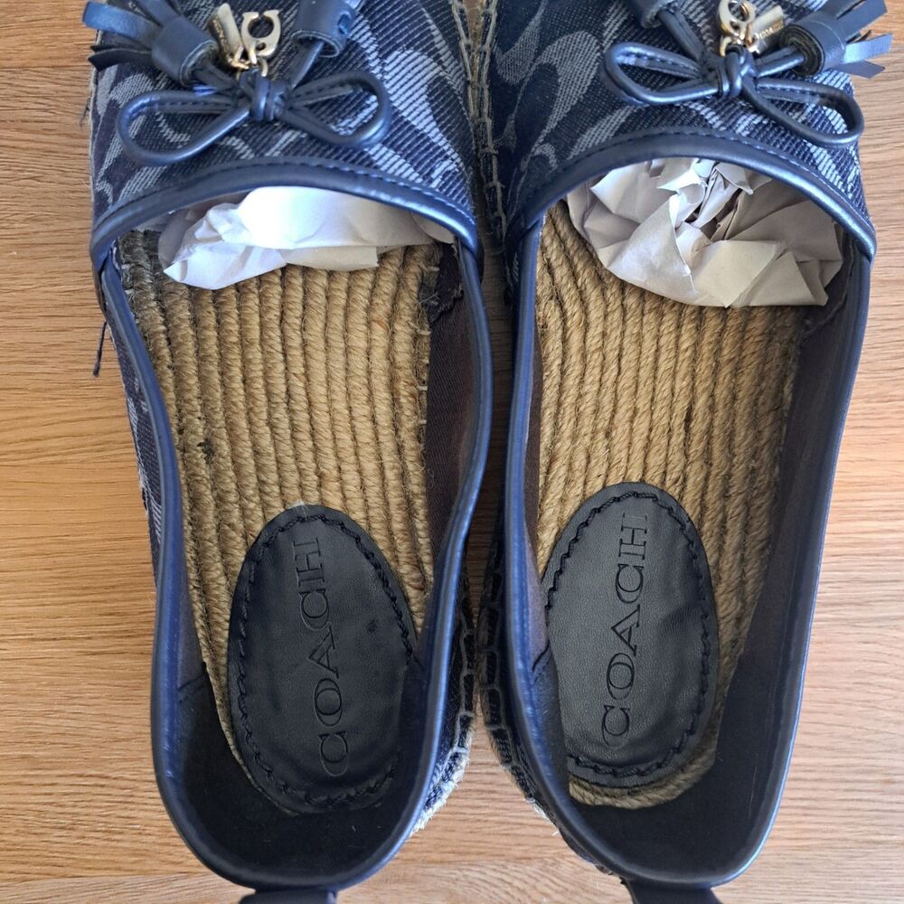 COACH Carson Espadrille Flats 8.5 Women’s Slip-On Shoes Denim Blue Logo Comfort - Picture 8 of 12